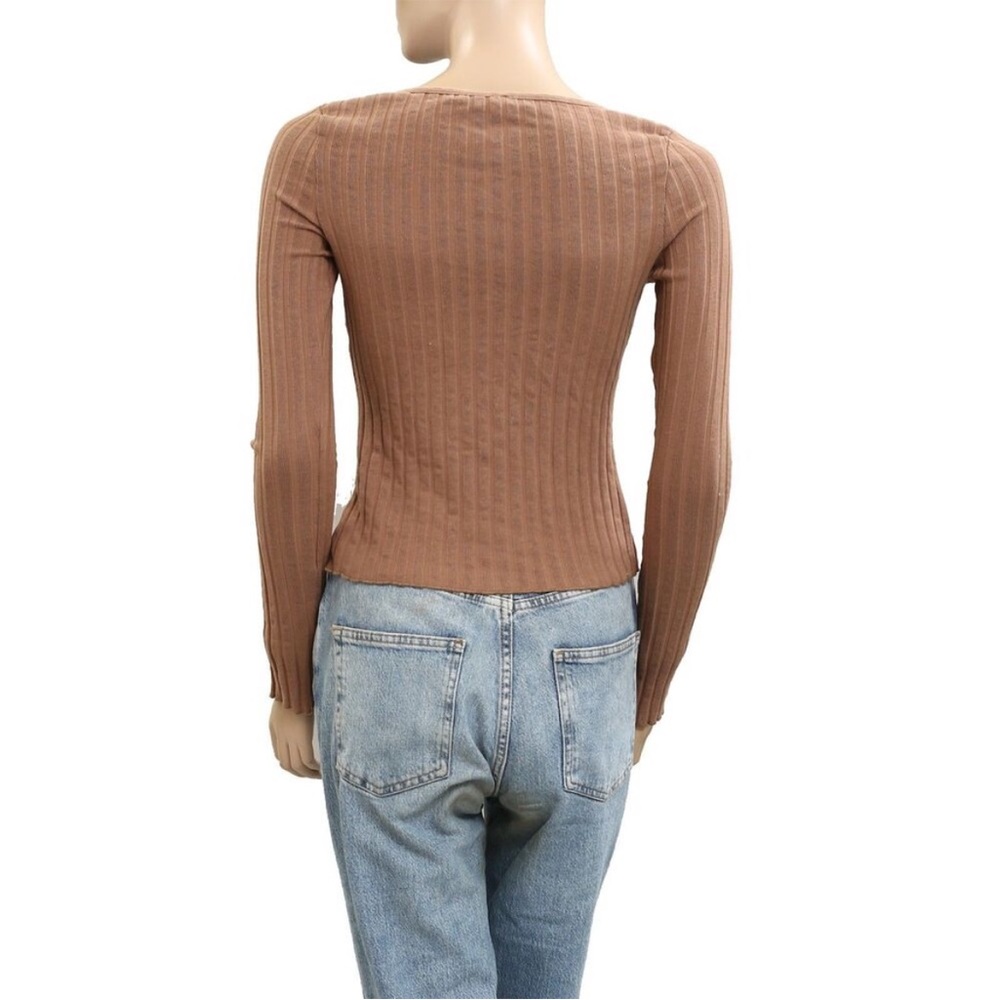 Free People Tilly Long-Sleeve Cardi Blouse Top Knit Ribbed Buttondown XS 281480 - Picture 8 of 16